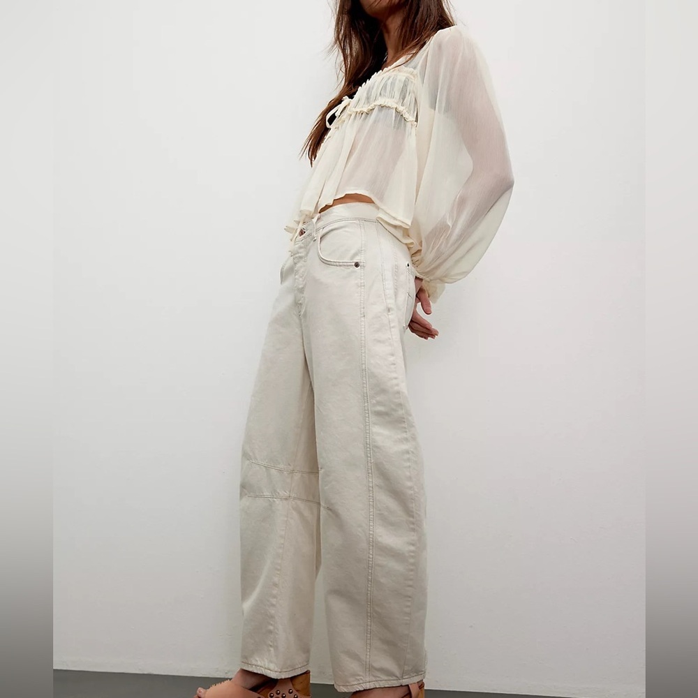 We the free good luck mid-rise barrel jeans,milk - Picture 2 of 6